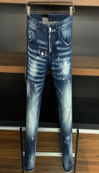 Men039s Jeans 2021 Brand Biker Italia Mens Pants Men Slim Sletchine Denim Pencil Blue Hole per 97188977348