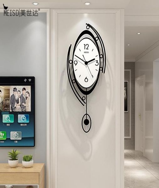 Relógio de parede nórdica meisd pêndulo moderno hangin relógios parede grande caseira quartzo mudo assista criativo salão ao vivo horloge 2103109279505