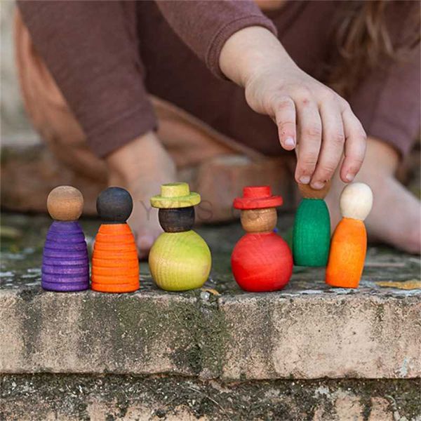 Giocattolo per bambini Giocattoli in legno per bambini Figure in legno nordico Bambole con pioli di colore arcobaleno Bambini Giocattoli Montessori Bambini Naturali Non finiti Non verniciati Toyszln231223