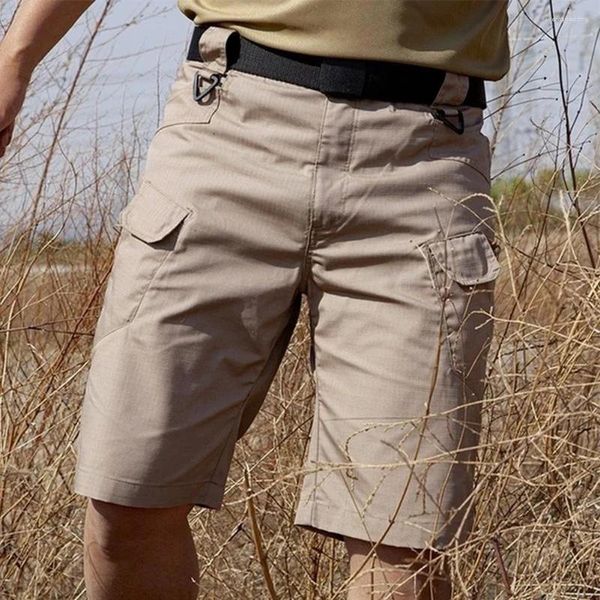Shorts masculinos homens de verão urbano militar externo de carga elástica elástica de cintura rápida seca de bolso multi -bolso capris sólido