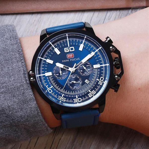 Relógios homens cronógrafos esportes de couro impermeável quartzo masculino masculino masculino whatches wristwatches2740