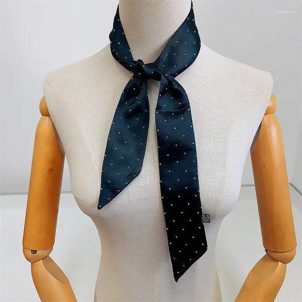 Eşarplar Uzun Sıska Saç Eşarp Kadınlar İpek Saten Bant Neckerchief Rhinestone Düz Renkler 100 5cm Moda Çantası Bayanlar