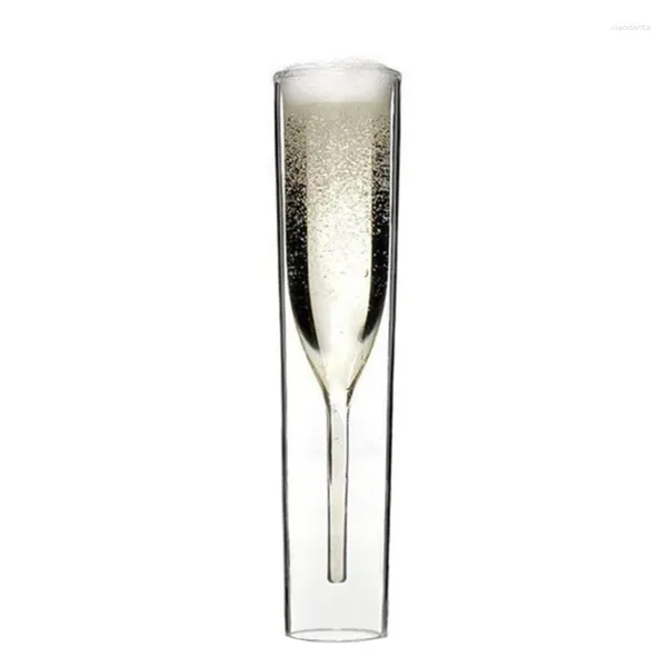 Vini da vino 2 pezzi di champagne flauto in vetro doppia muro cocktails tazza per feste di nozze club club bevande bevande bevande compleanno