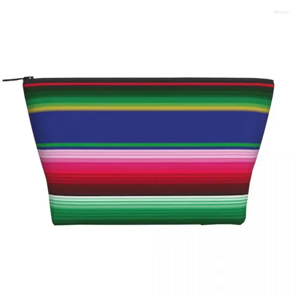 Bolsas de cosméticos Novos listras coloridas de maquiagem trapezoidal maquiagem portátil cooperamento diário de bolsa de armazenamento para jóias de higiene pessoal de viagem