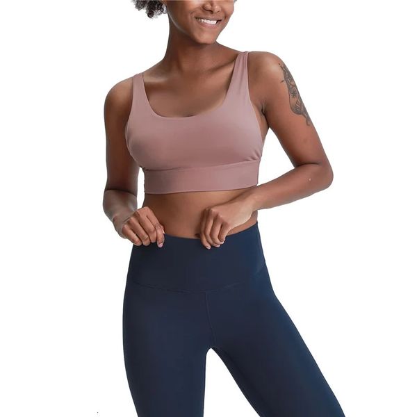 Verão feminino sem costura sutiã Bra SolidColor UCollar Yoga Sports com bloco de peito para meninas roupas de mulher 231222