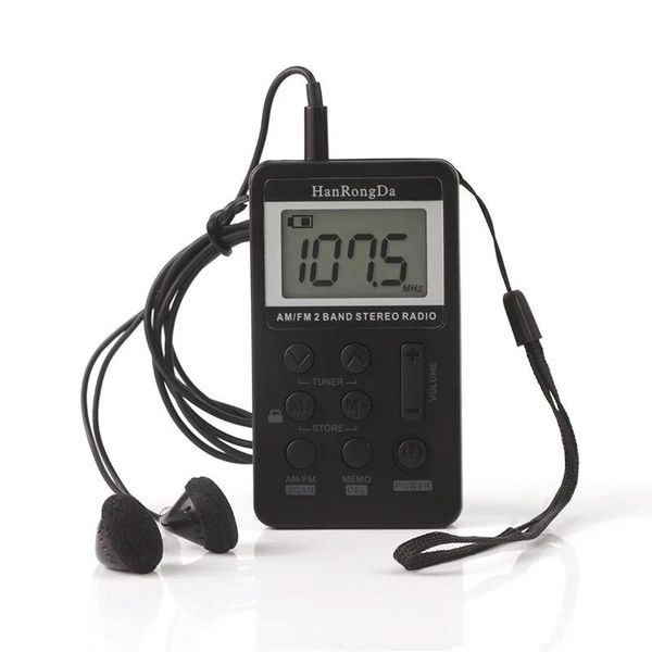 Разъемы Mini AM / FM Mini Outdoor Portable Digital Display Radio Litthium Зарядка небольшая радиоприемная интерфейс USB с наушниками