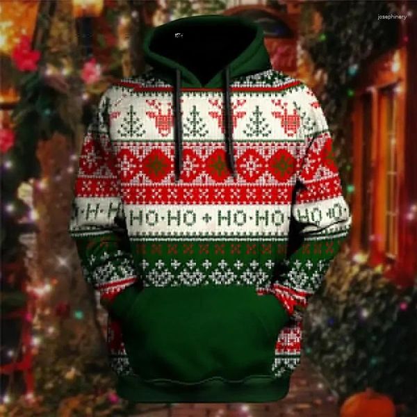 Herren Hoodies Winter für Pullover 3D Weihnachtsbaumabend Pullover übergroße Männer Tops männlicher Stil Lose Vintage -Kleidung