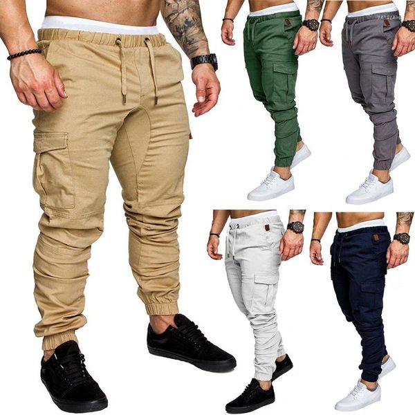 Herrenhosen lässig Multi -Taschenfracht Männer hochwertige Baumwollmode -Jogginghose Blankojogger Pantalone Para Hombre