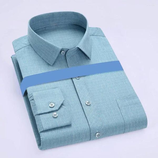 Camisas casuais masculinas Camisa de camisa listrada de colarinho de colarinho de peito longo de manga longa Cardigã Slim Fit Buttons Estilo comercial formal