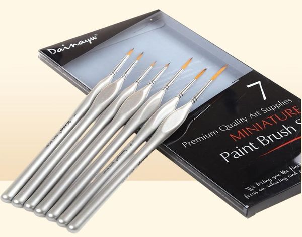 7pcs Premium -Qualität Miniatur Hakenlinie Fine Aquarell Pinsel Set zum Zeichnen von Gouache Ölmalerei Pinselkunst 29094272