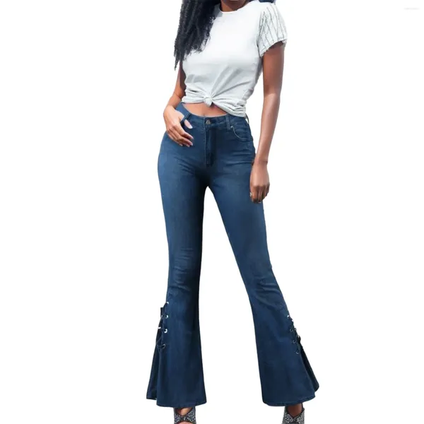 Calça jeans feminina calça de renda de renda média as calças da cintura escaparam do ombro Jean Tops for Women Trendy Jacket
