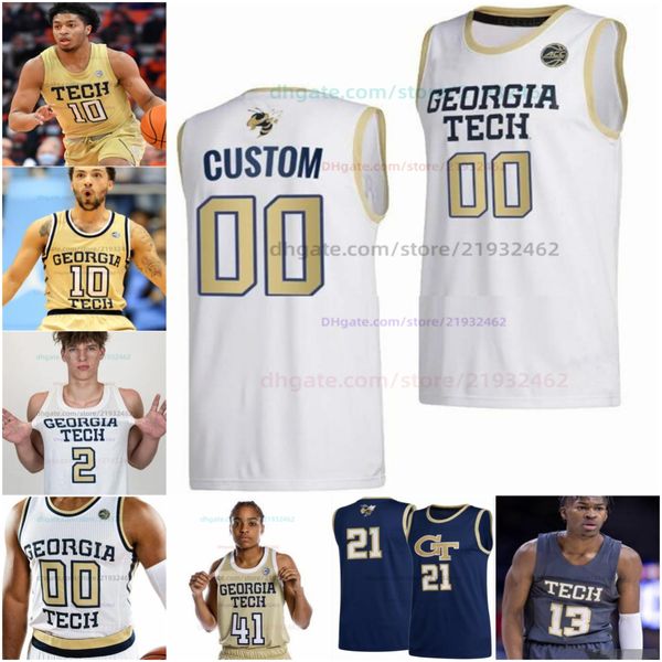 Customzied Georgia Tech Yellow Jackets Basketball Jerseys Mens Women Youth сшита Amaree Amaree Abram Ebenezer Dowuona Naithan George Marcos San Miguel