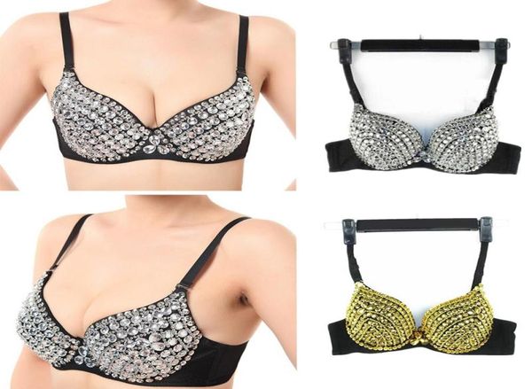 Bras Donne sexy di alta qualità spingono il reggiseno paillettes di xury Reno Silver/Gold Punk Studded Sponge Dance per Party8905962