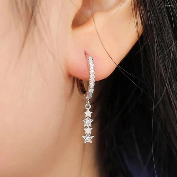 Brincos dangle Huitan 2023 Fashion Stars Charm Hoop for Women estes Ear piercing Silver Color/Gold Color Jewelry