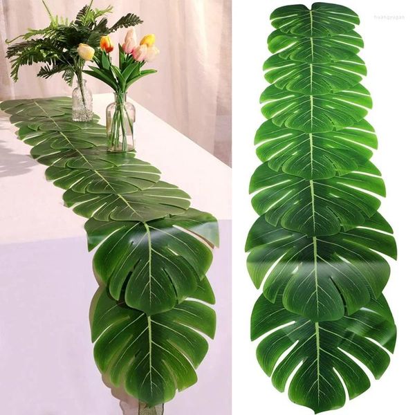 Panno da tavolo 2 pcs foglie di palme artificiali corridori lunghi runner tropicali 86.6in/220 cm