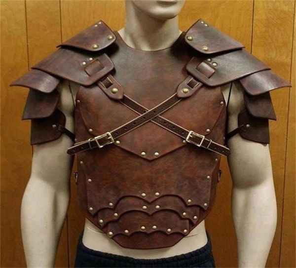 Bras Set Medieval Rave Costume PU Armatura in pelle Top Men imbracatura erotica Cinture sexy Abbigliamento gay Codice Gage BDSM Bondage Sex 5981647