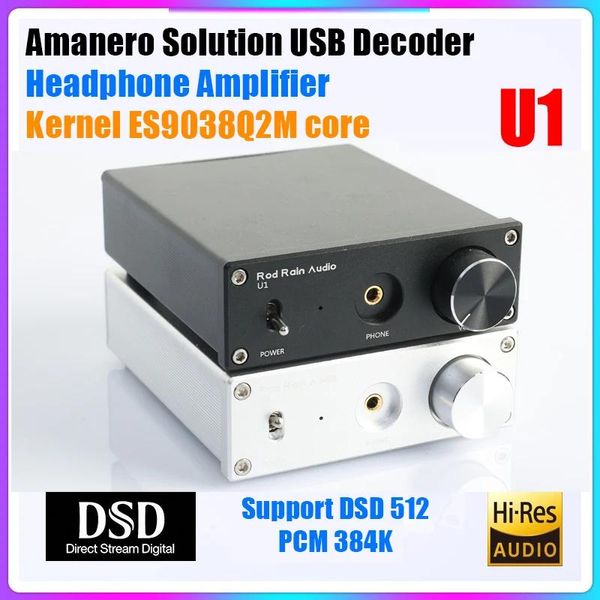 Ohrhörer Stange Regen Audio U1 ES9038Q2M DAC Amanero USB -Karte 384KHz DSD512 HIFI Audio Decoder Kopfhörer DAC -Verstärker -Board -Sound -Decodering