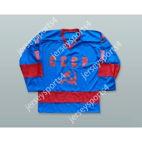 Custom Valeri Kharlamov 17 CCCP Blue Hockey Jersey New Top Stitched S-M-L-XL-XXL-3XL-4XL-5XL-6XL