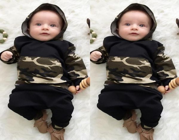 Baby Kleidung Kapuze mit Kapuze Hose Baby Jungen Tarnkleidung Langzeitanzug 2 PCs Set5367014