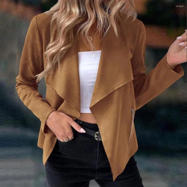 Rennjacken Herbst Winter Winter Langarm Cowboy Wind Handsome Women Jacket Vintage braune Farbe Schlanker Freunden Wildledermantel