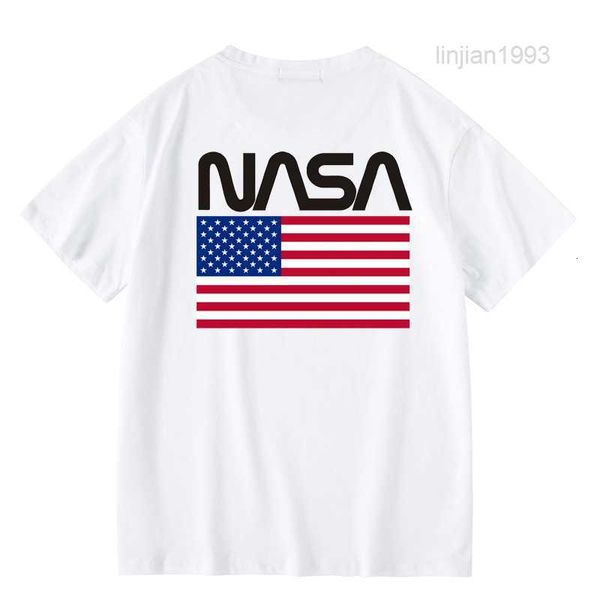 NASA CO Branded Super Hot Short Sleeve T-Shirt T-Shirt European American Modemarke US-Flagge NASA Astronaut Halbschlärm Kleidung