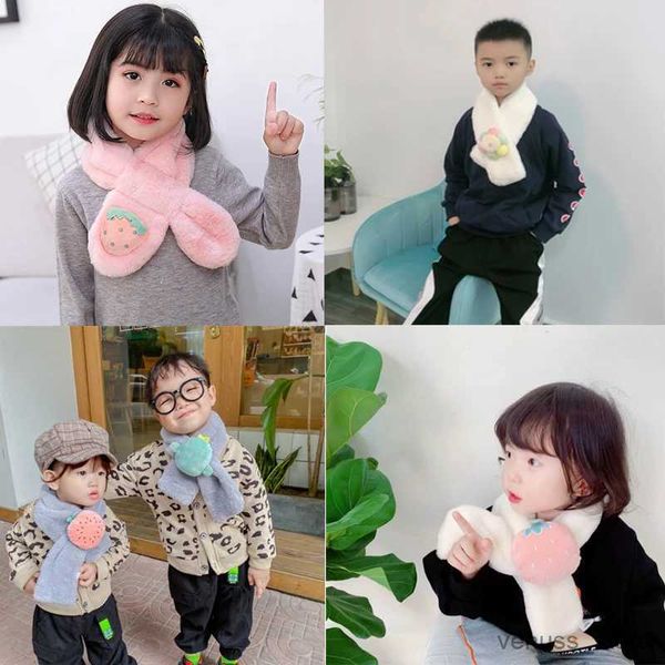 Scarves Wraps Autumn and Winter Children Cute Faux Fur Fruit Rabbit Outdoor Keep Warm Scarf with Neck Gift Baby Girls Soft Scarves for Kids