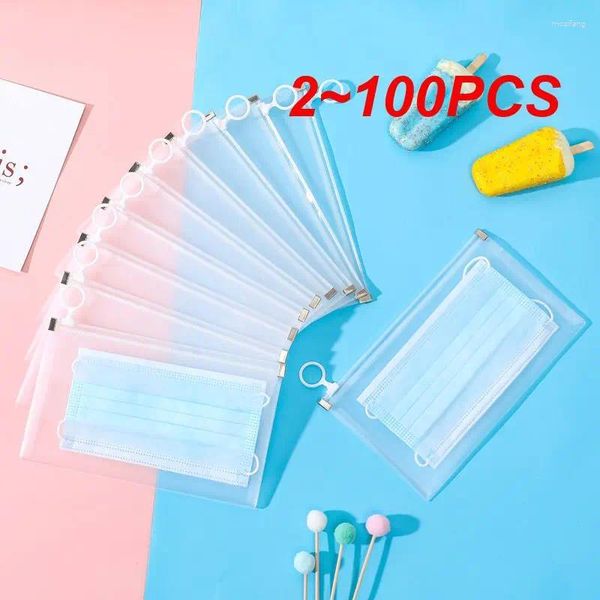 Aufbewahrungstaschen 2-100pcs Tragbare Maskenbox wasserdichte Reißverschlussbeutel transparent wiederverwendbares sauberes Gesundheit für Heimschlafzimmer