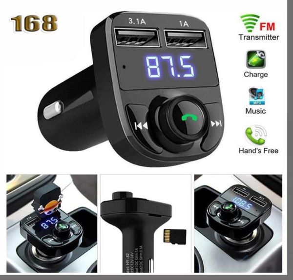 168d 50d X8 FM Sender Aux Modulator Bluetooth Hands -Free Car Kit -Auto O MP3 -Player mit 3,1A Schnellladung Dual USB -Auto -Ladegerät Accessorie4146434