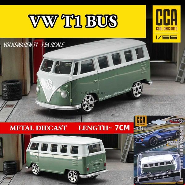 Escala de carro elétrico / RC 1/64 Mini carro de metal modelo VOLKSWAGEN T1 BUS Réplica de veículo de arte em miniatura fundido brinquedo colecionável para criança BoyL231223