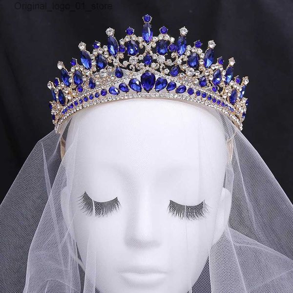 Düğün Saç Takıları Barok Kristal Taşlar Gelin Tiaras ve Taçlar Kadınlar İçin Kafa Bandı Prenses Balo Düğün Düğün Hediye Saç Aksesuarları Takı Q23123