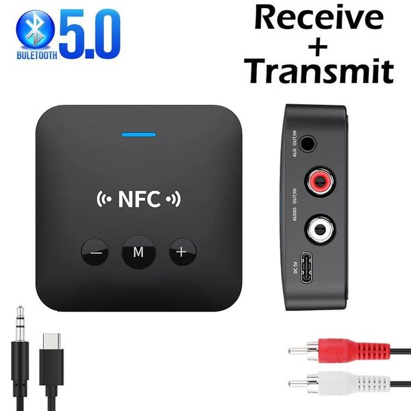 Conectores receptor bluetooth transmissor bt 5.0 tf cartão estéreo 3.5mm jack aux rca adaptador de áudio bluetooth sem fio para tv carro fone de ouvido