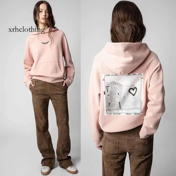 Foodie designer maschile 22 autunno/inverno Nuova nicchia francese ZV White Ink Digital Print Digital Classic Fleece Cotton Hoodie for Women