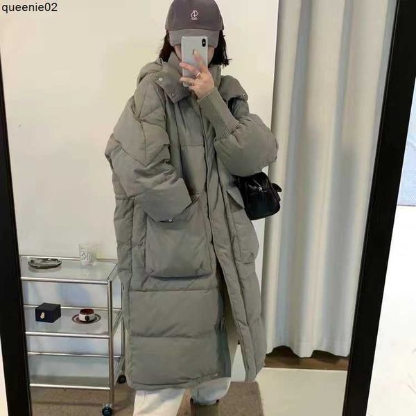 Os recém -chegados de Parkas de Parkas femininos terminam no meio da moda coreana encapuzada espessada, solta da estação, pequeno casaco de inverno apressado melhor