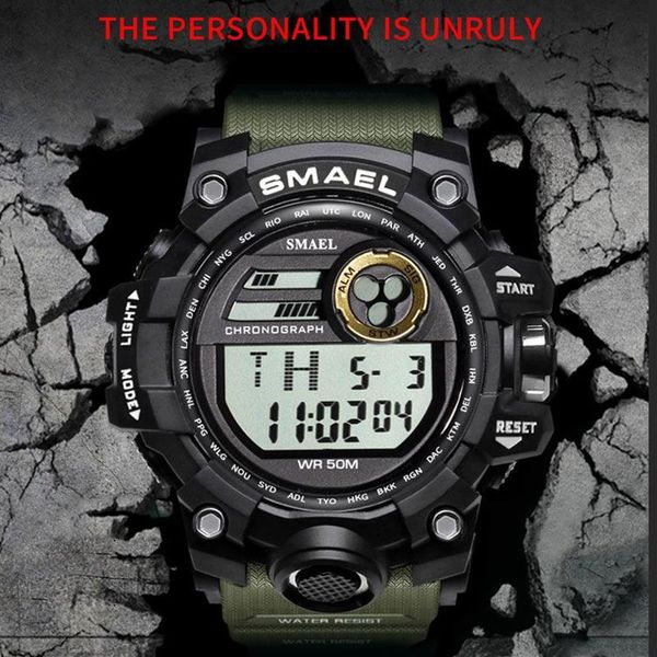 Smael Men Watches Sport Military Smael S Thock Relojes Hombre Casual LED Clock Digital Digital orologi Waterproof 1545D Sport Watch A308n