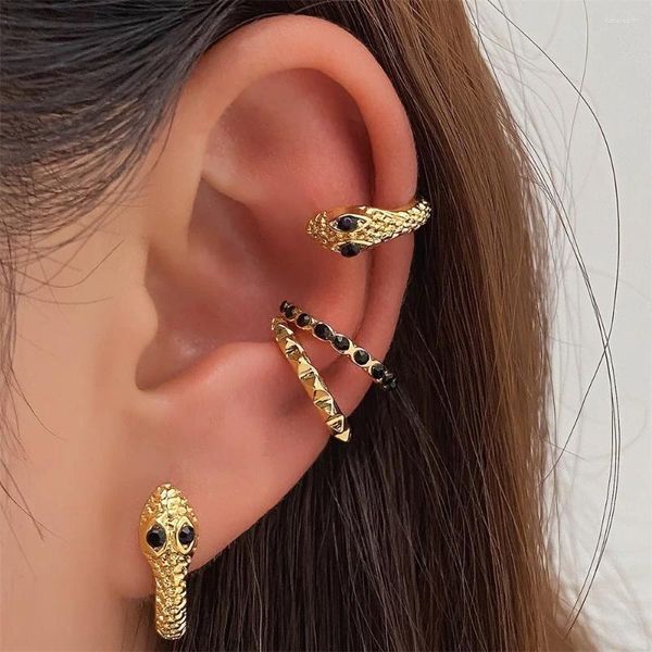 Brincos de backs Snake vintage para mulheres meninas Moda Moda Color Crystal Ear Clip