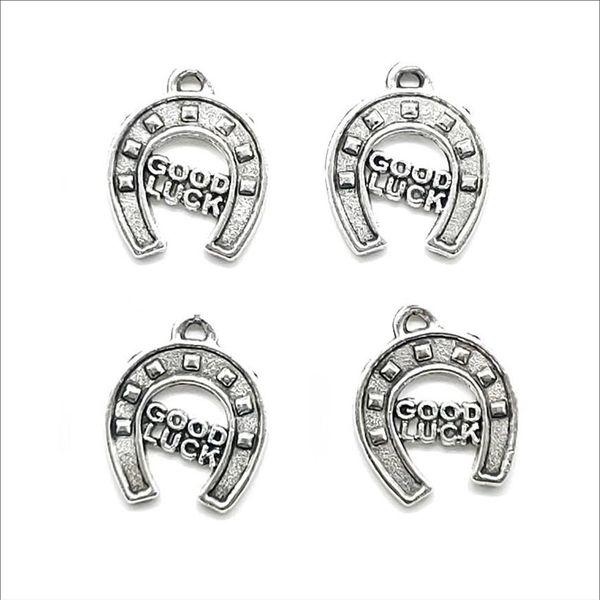 Lote 100pcs Good Luck Horseshoe Antique Silver Charms Pingants for Jewelry Making Bracelet Brincos 14 mm DH0849290H