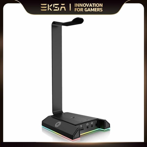 Ушники eksa W1 Gaming Hearset Stand с 7.1 Surround/2 USB и 3,5 -мм портами RGB Holder Holder для геймерных игровых аксессуаров