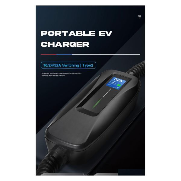 Caricatore del veicolo elettrico Attrezzatura Tipo 2 Livello EV 32 AMP PRESSIONE CEE portatile 220V240 V Caricamento dell'auto IEC 621962 MOBILI DI PROPRIETÀ DRIVI AUT DHKBP