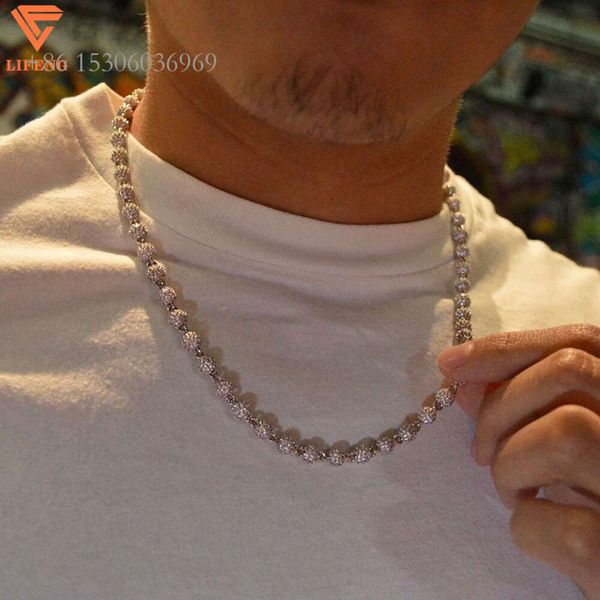 Moda de alta qualidade Sier Shinny Moissanite incrustada Bling Pulseira Hip Hop Jóias Dobradiça Colar