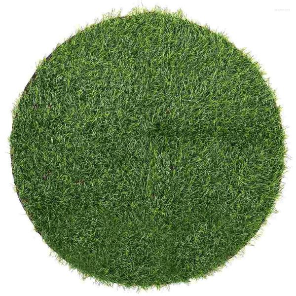 Masa bezi yapay çim paspaslar yeşil sahte çim fayans placemats sentetik yuvarlak mat yama gerçekçi halı
