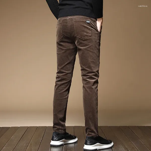 Мужские брюки зимнее флис теплый вельвет мужски толстые повседневные бизнес -мод