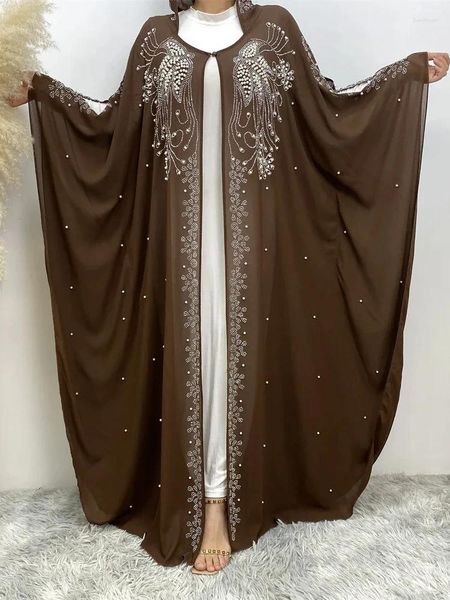 Ethnische Kleidung afrikanische Frauen Eid Muslim Abaya Kapuzenkleid Ramadan Marokko Strickjacken Diamanten Abayas Dubai Kaftan Islam Long Robe Perlen
