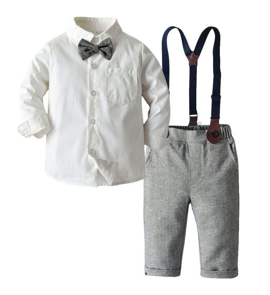 2 pezzi di abbigliamento per bambini set per bambini vestiti autunnali set da ragazzo a maniche lunghe Gentleman Suite White Shirts Cesti