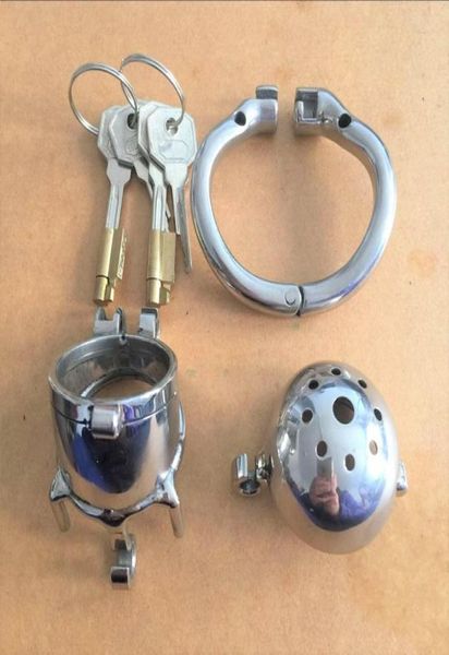 China mais nova Projeto de trava dupla de aço inoxidável Cinta de castidade Male castidade Male Penis Metal Lock Castity Cage Ring Toys FO7802514