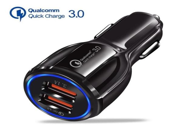 QC30 CAR Charger Dual USB Chargers Quick зарядка 30 Быстрая адаптерная адаптер для iPhone 13 12 11 Pro Max X 8 7 Plus и Samsun7194903