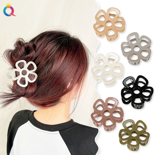 Grandes clipes de cabelos de fita de flor grande e esburacada meninas meninas doces colorido caranguejo fosco barrettes bramas acessórios de cabelo c467