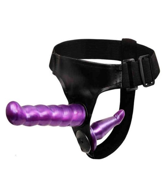 Massageador de vibradores Toy sexual Double Penis Dildo terminou Strapon Ultra Elastic Belt Strap em brinquedos adultos para mulheres casais Produção 3492172