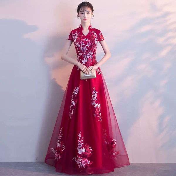 Vestidos de noiva chineses de renda chinesa TRACIONAL PARA NEDIMENTOS PARA NOVIDO DO Bordado de Bordado de Bordarina Vestidos de Notia Designer Cerimônia de chá de vestidos de noiva