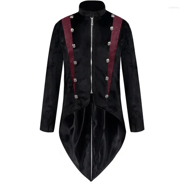 Herrenanzüge Stand Collar Steampunk Tailcoat Jacke mittelalterlich Gothic Reißverschluss Männer Renaissance formelle Smoking Cosplay Kostüme S-3xl
