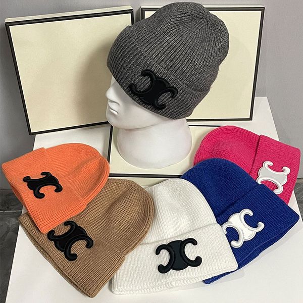 Роскошные шляпы дизайнер Beanie Unisex Осенний зимние шапочки вязаная шляпа для мужчин и женщин шерстяной шерстя